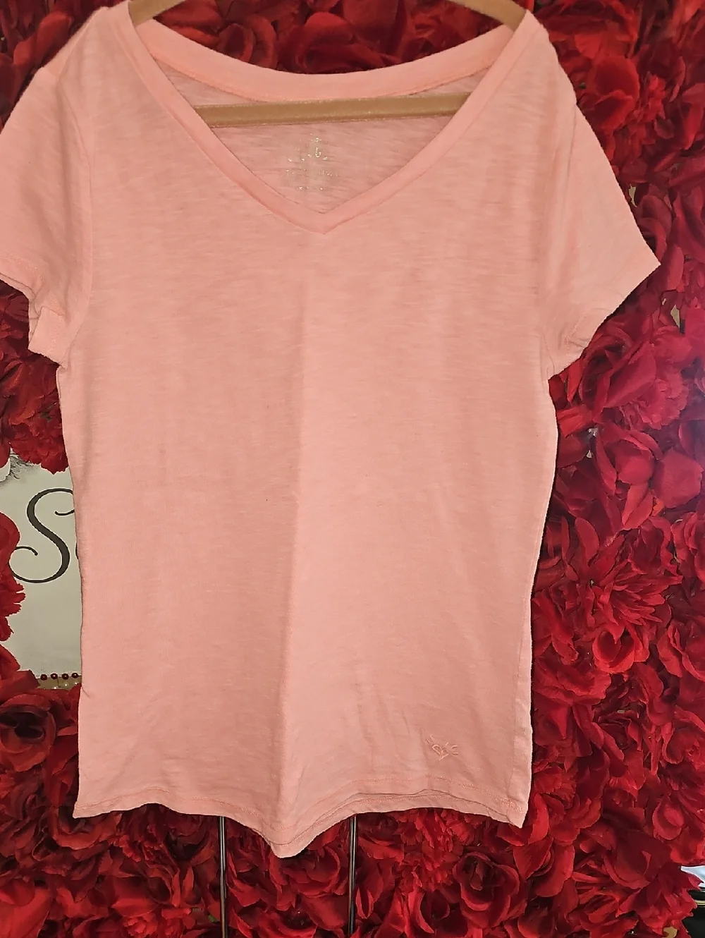 Justice Girls' Light Pink/Coral V-Neck Tee Size 12